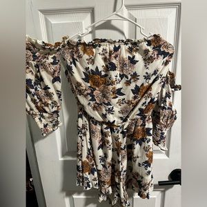 American eagle medium off the shoulder floral romper